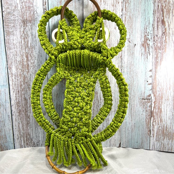 King Kroker the Frog Macrame Towel Holder Vintage 1977 Wall Hanging Boho - Picture 4 of 10